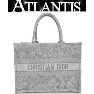 Christian Dior Book Tote Bag Toile de Jouy Canvas Gray G